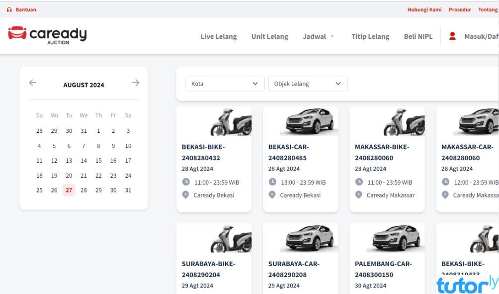 cara daftar lelang Caready