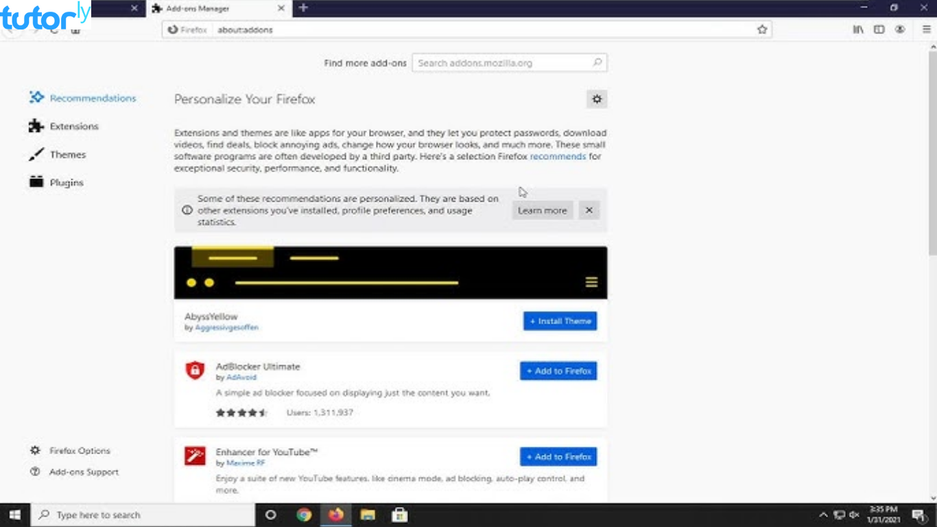 cara menghapus ekstensi di Firefox