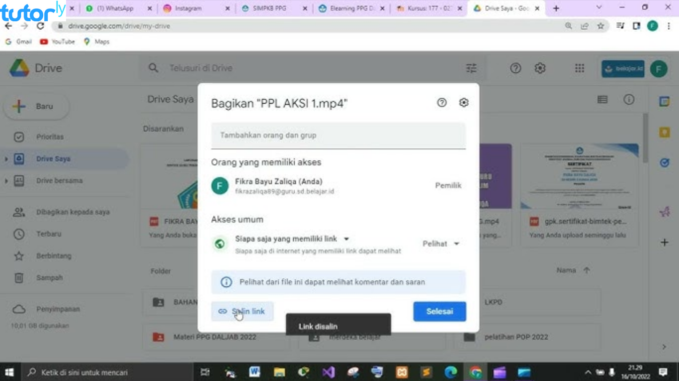 cara membuat link Google Drive di HP