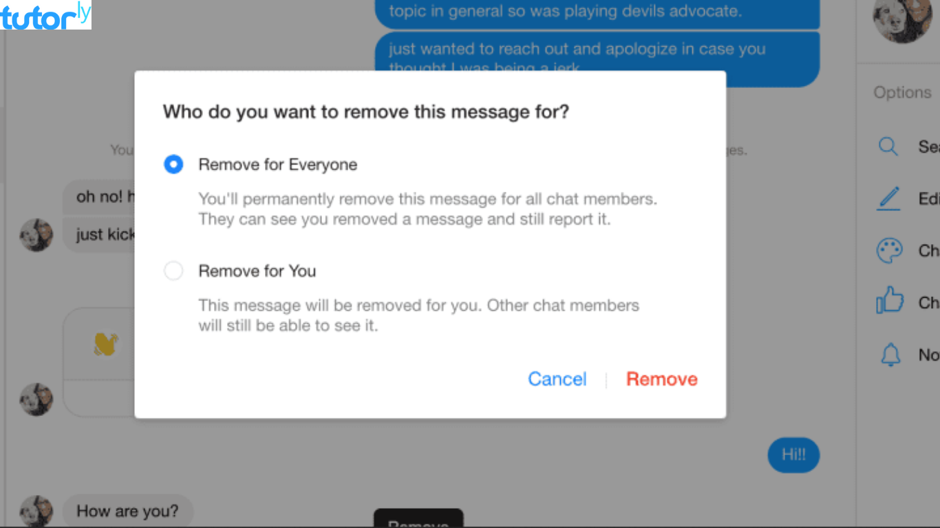 cara menarik pesan di Messenger