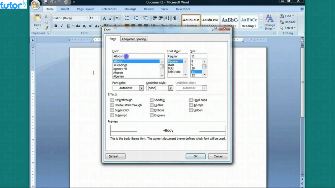 cara mengubah font dan size huruf Microsoft Word